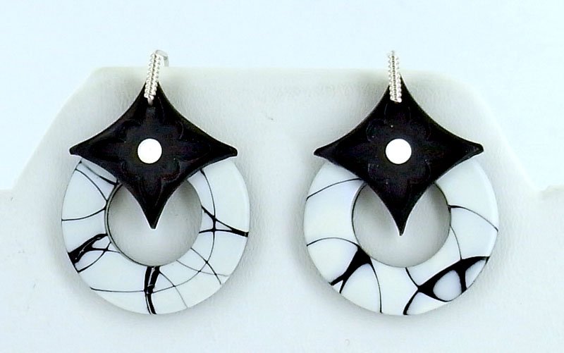 Black and white store clay earrings