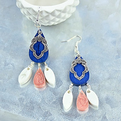 Navy and rose hot sale gold earrings