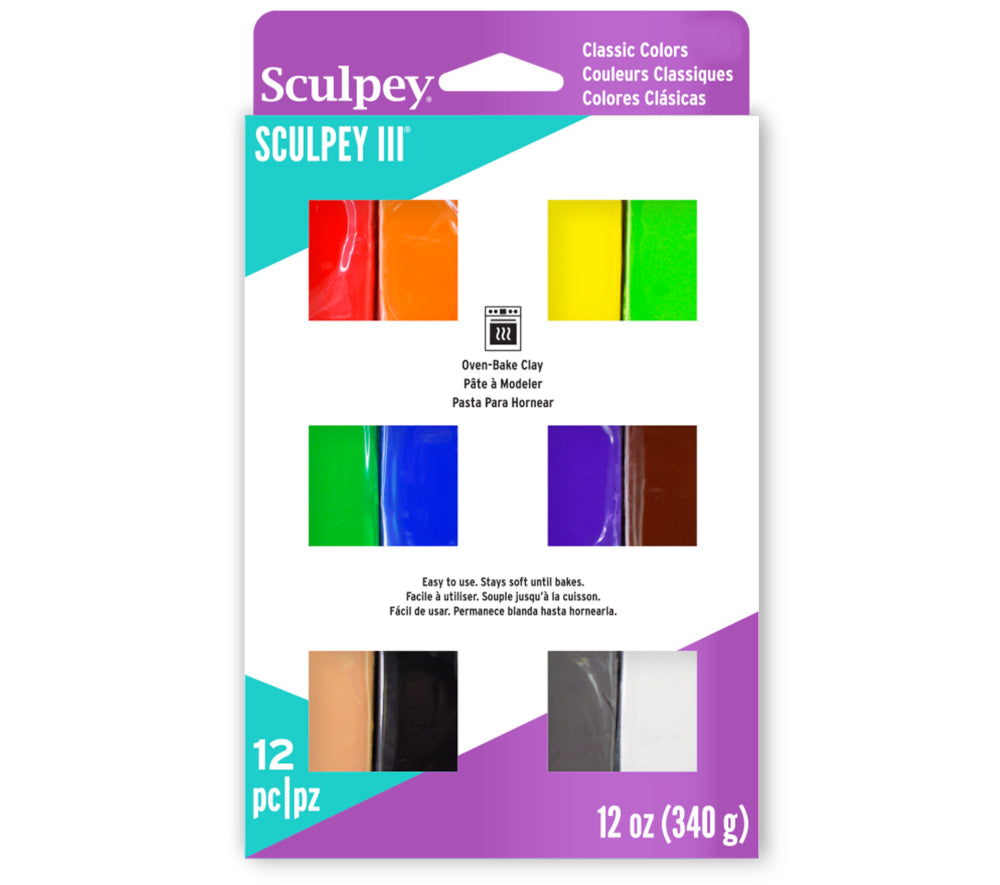Sculpey III Polymer Oven-Bake Clay, White, Non Toxic, 8 oz. bar, great for  modeling, sculpting, holiday, DIY, mixed media and school projects. Great  for kids and beginners!