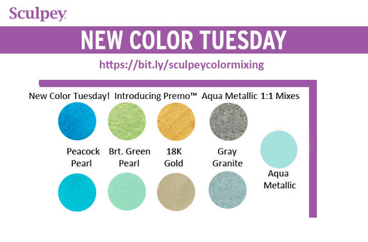 New Color Tuesday!  Introducing new Sculpey Premo™ Aqua Metallic